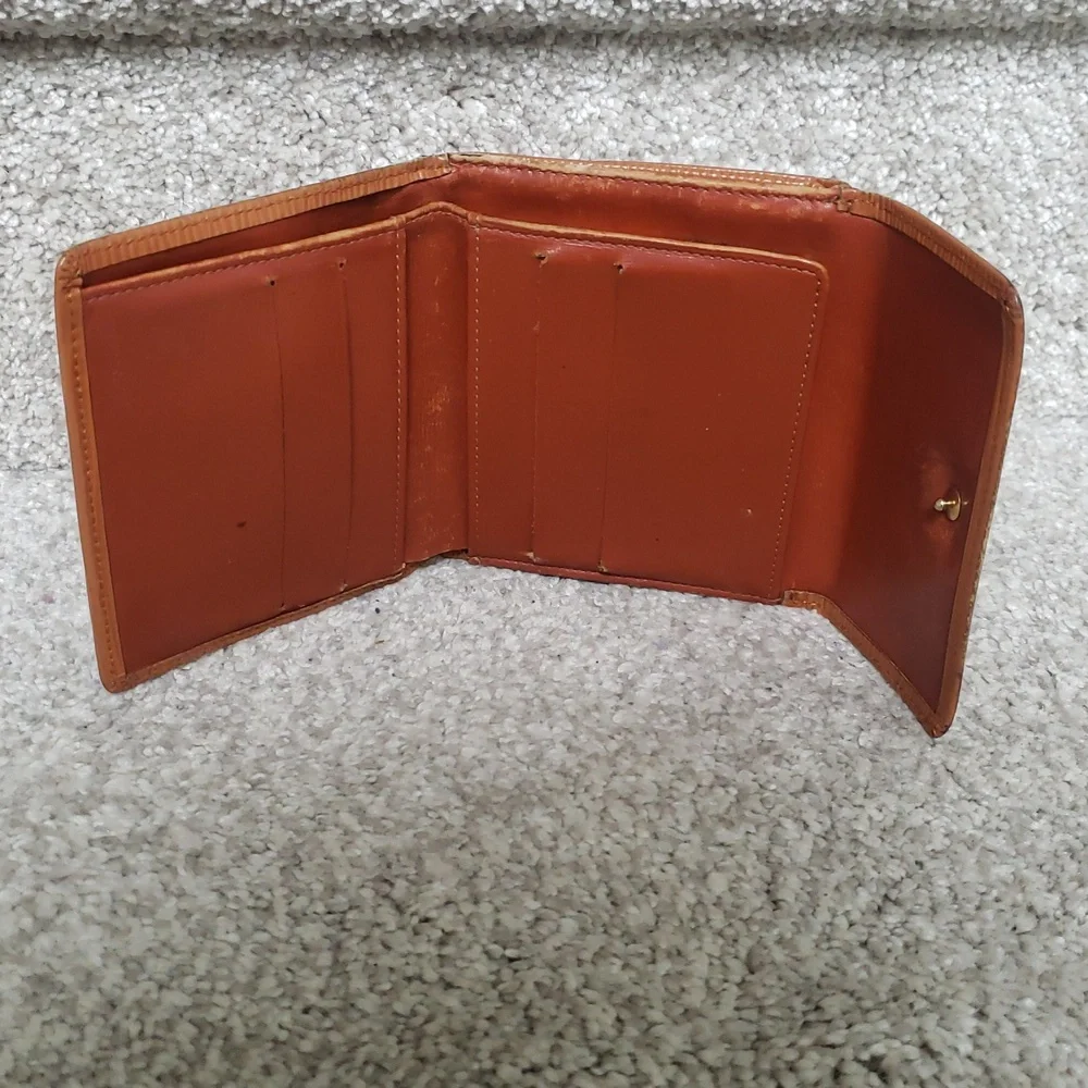 Louis Vuitton Cognac Brown Epi Leather Double Snap Wallet Authentic Vintage